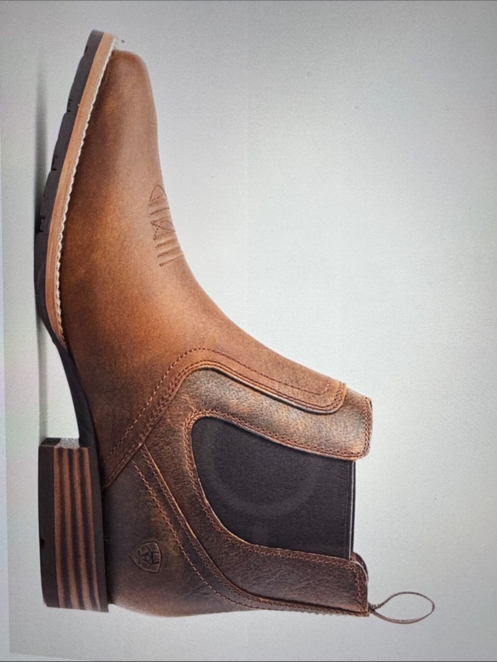 Ariat Brown Leather Hybrid, Low Boy Wide Square Toe Chelsea Boot - Picture 3 of 15